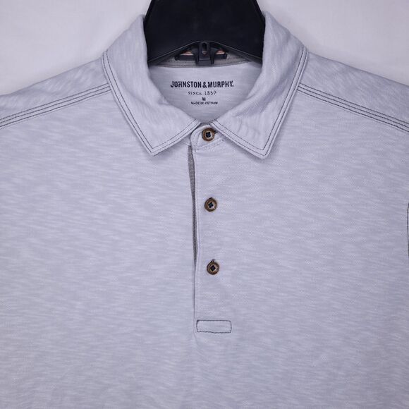 Johnston & Murphy Polo Shirt Mens Medium Light Gray - Picture 1 of 12